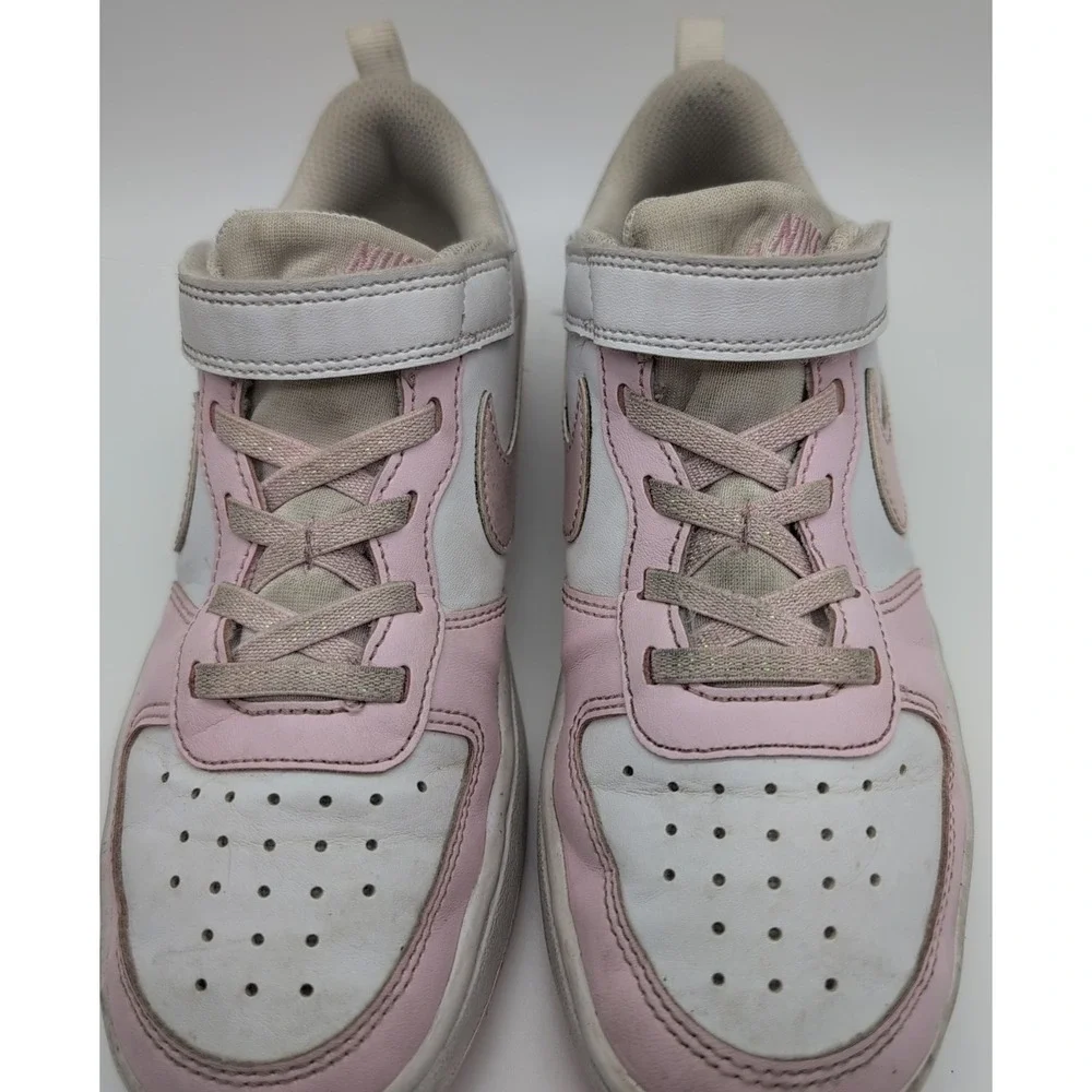 Nike Court Borough Low 2 White Pink Foam Youth Girls Size 2Y‎ Sneakers